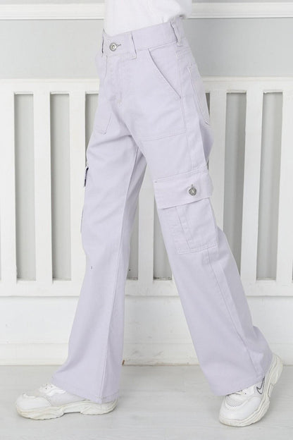 Girl's Flared Leg Linen Trousers