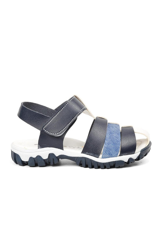 004 Navy Blue-White Boy's Sandals