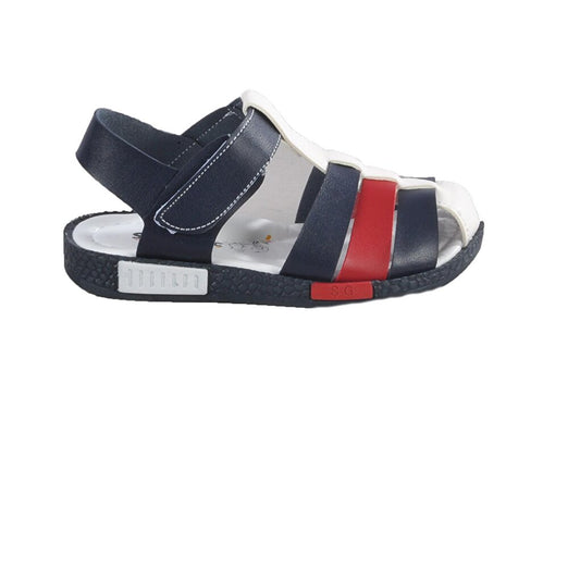 004 Red-Navy Blue Boy's Sandals