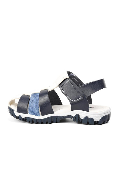 004 Navy Blue-White Boy's Sandals