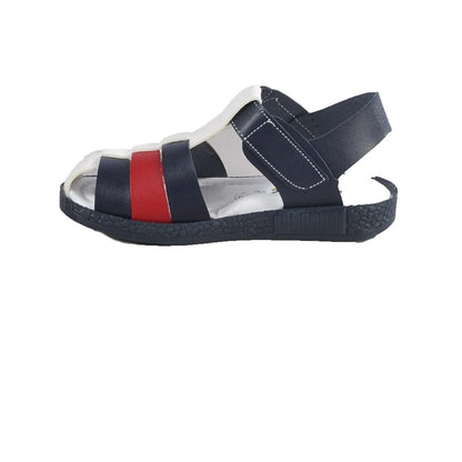 004 Red-Navy Blue Boy's Sandals