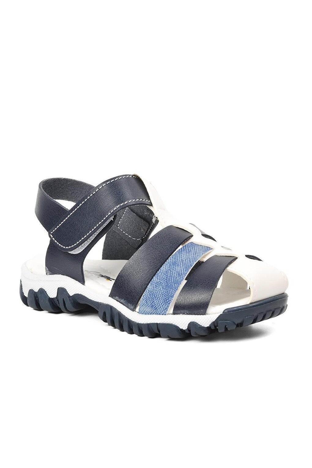 004 Navy Blue-White Boy's Sandals