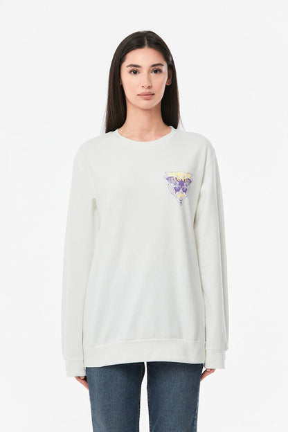 Printed Crew Neck Girl's Sweatshirt