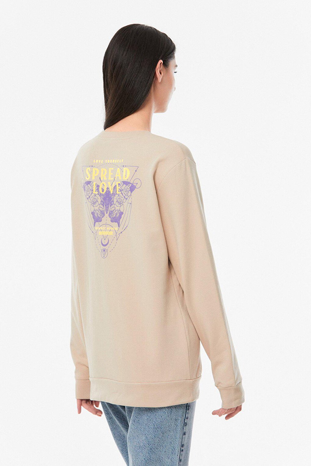 Printed Crew Neck Girl's Sweatshirt