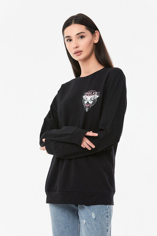 Printed Crew Neck Girl's Sweatshirt