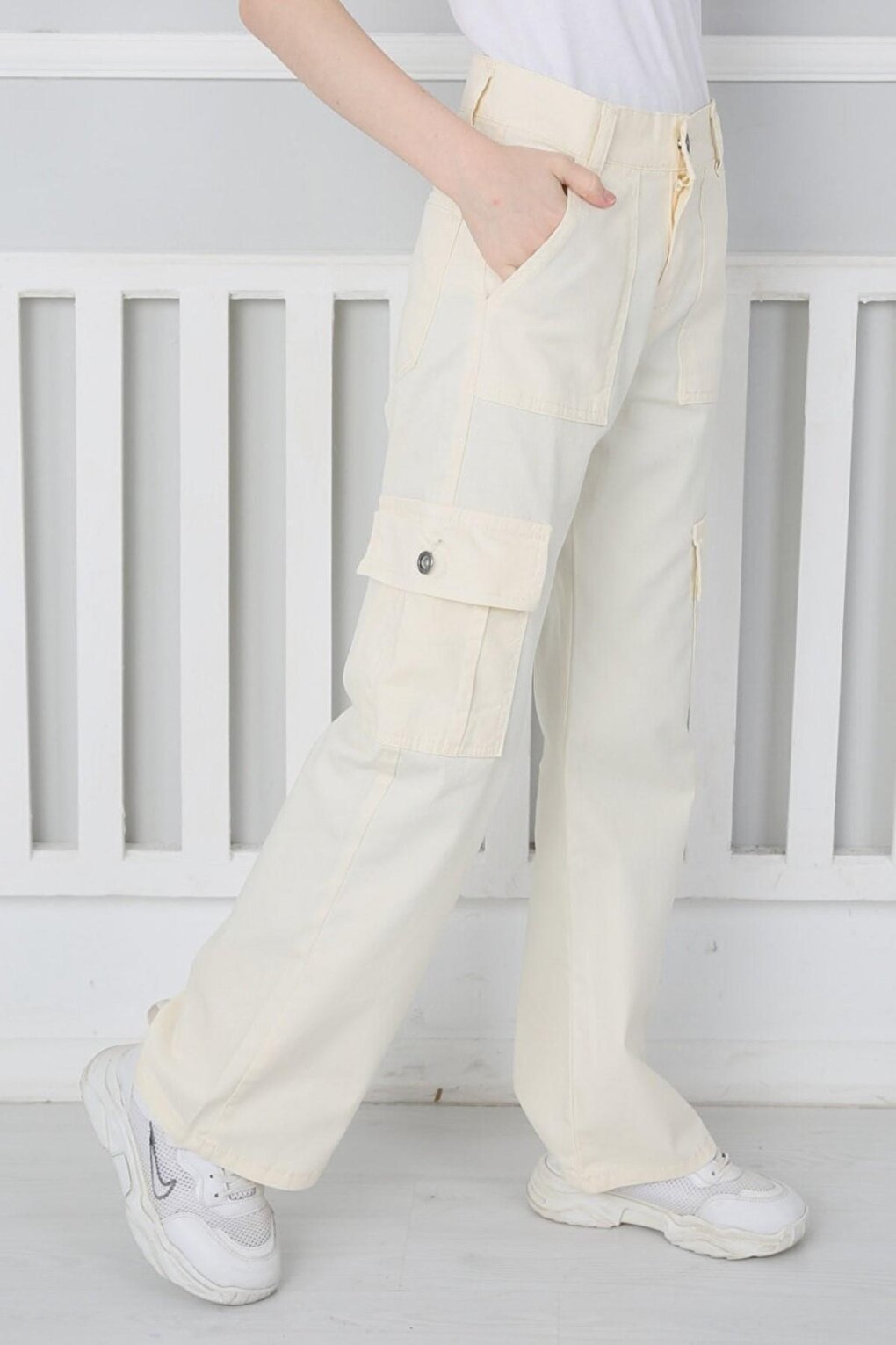 Girl's Flared Leg Linen Trousers