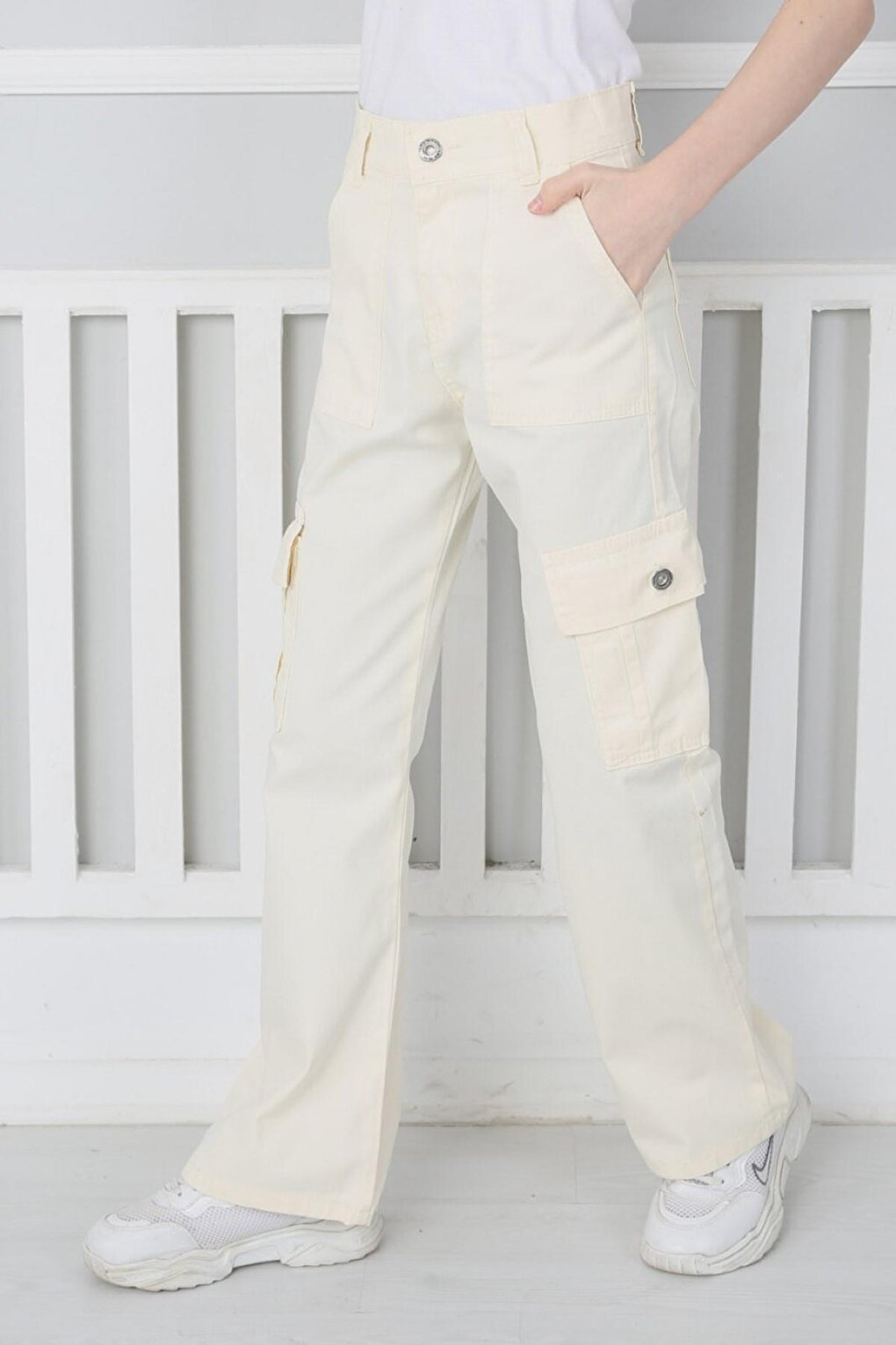 Girl's Flared Leg Linen Trousers