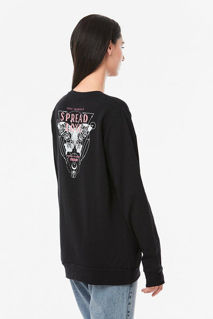 Printed Crew Neck Girl's Sweatshirt