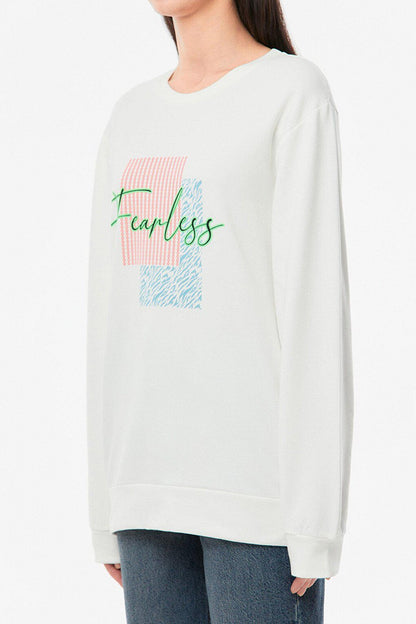 Printed Crew Neck Girl's Sweatshirt