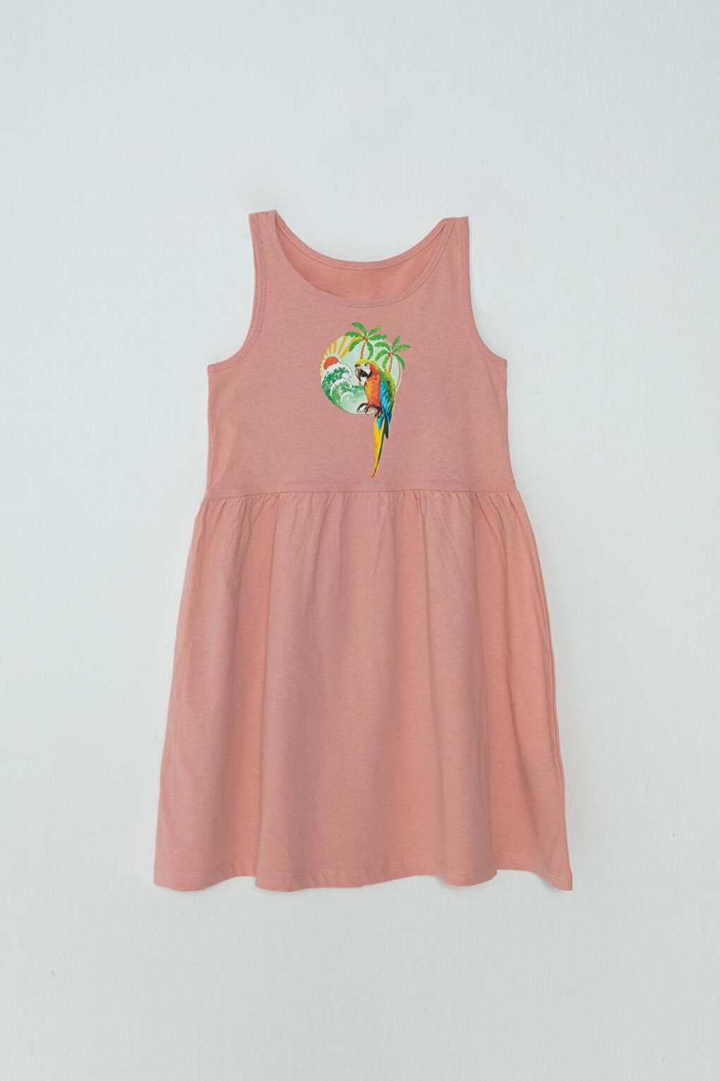 Parrot Printed Strappy Girl's Dress