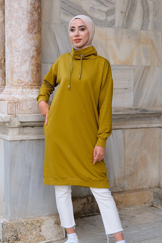 Turtleneck Long Tunic Oil Green