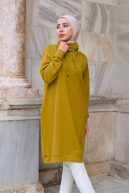 Turtleneck Long Tunic Oil Green