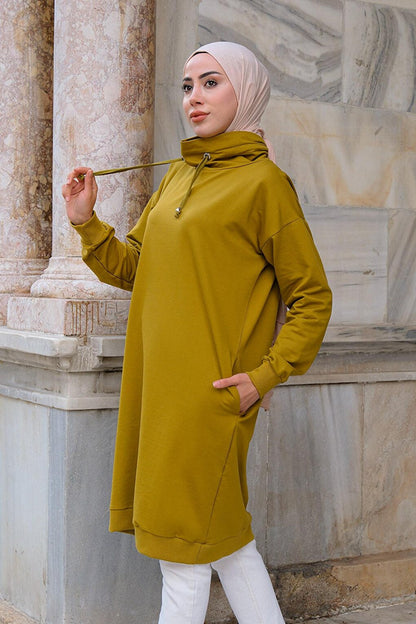 Turtleneck Long Tunic Oil Green