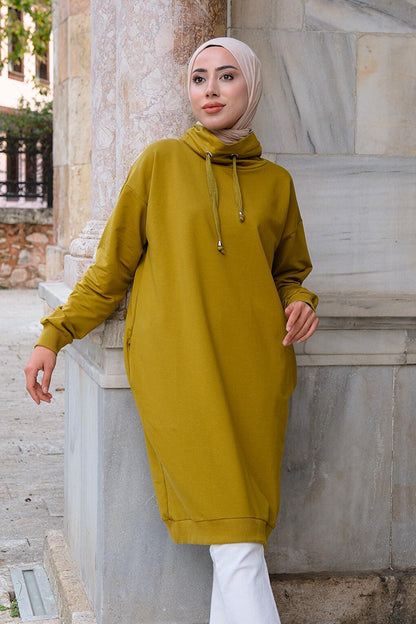 Turtleneck Long Tunic Oil Green