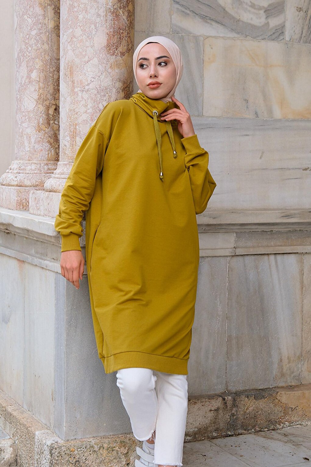 Turtleneck Long Tunic Oil Green