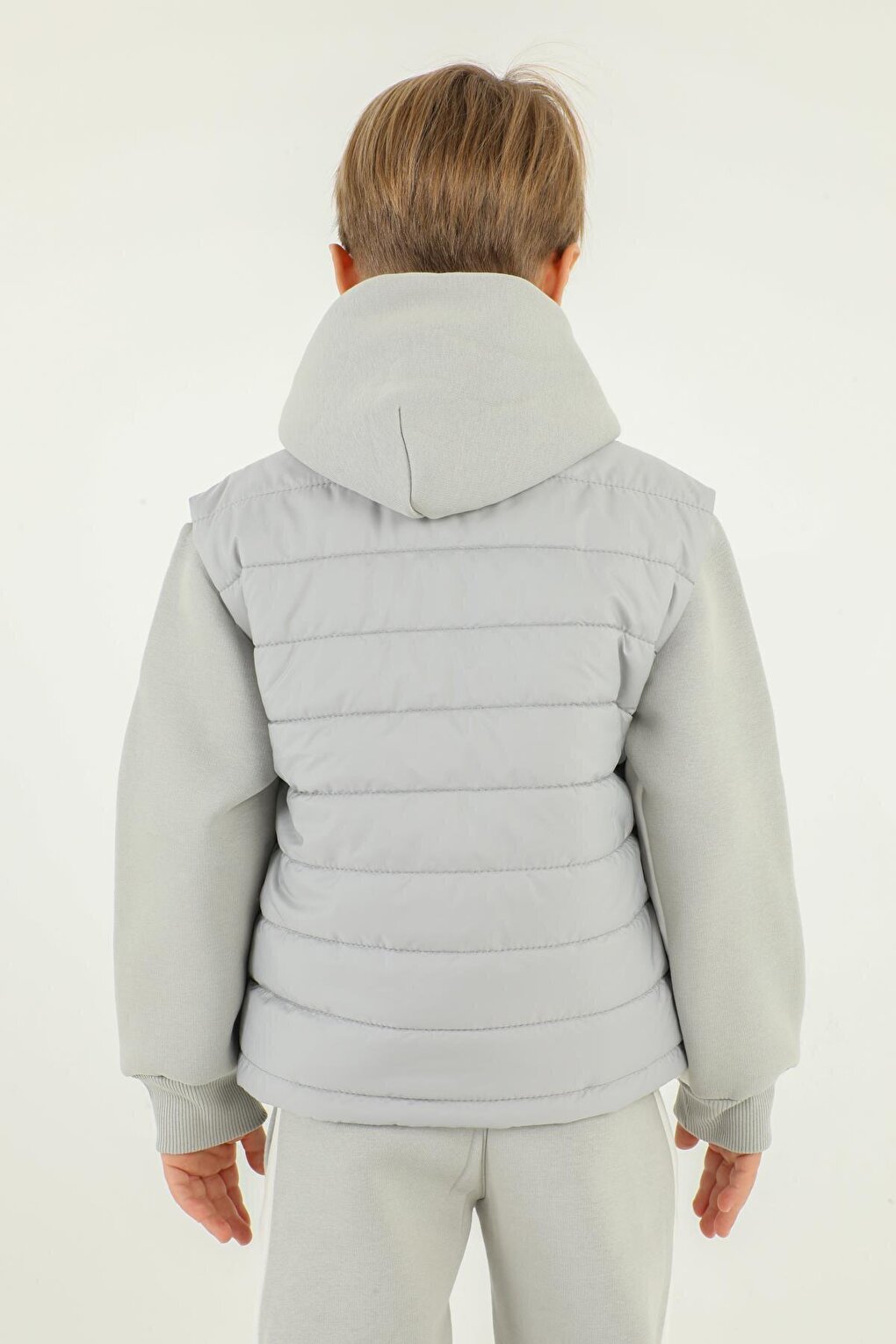 High Collar Button Detailed Double Pocket Boy Puffer Vest