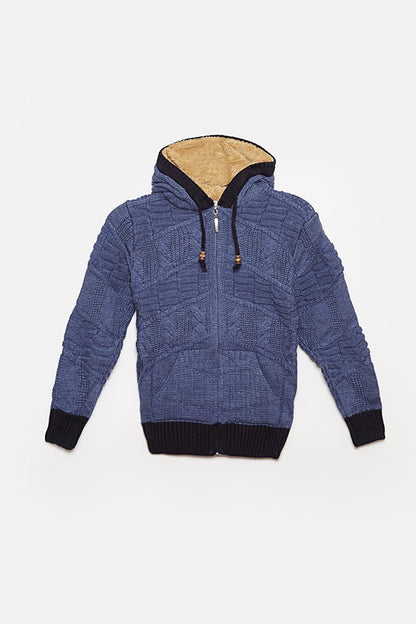 Fur Detailed Knitwear Boys Cardigan