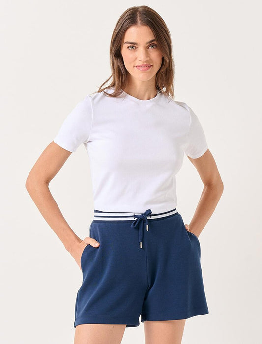 Navy Blue Belted High Waist Shorts