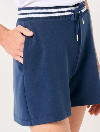 Navy Blue Belted High Waist Shorts