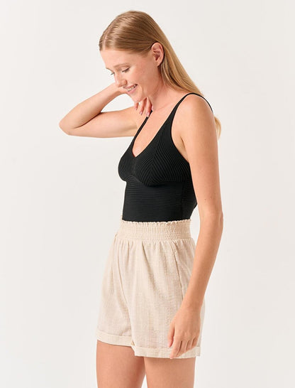 Stone Loose Cut High Waist Woven Shorts