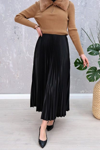 Elisa Pleated Skirt Black