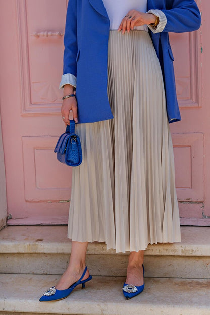 Elisa Pleated Skirt Stone