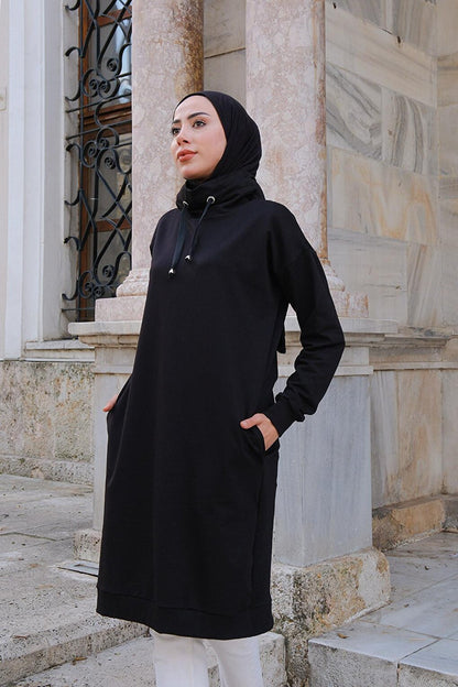 Turtleneck Long Tunic Black