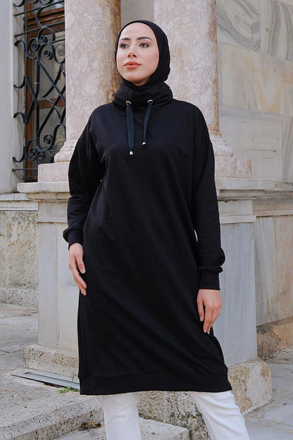 Turtleneck Long Tunic Black