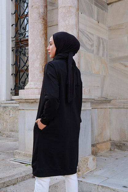 Turtleneck Long Tunic Black