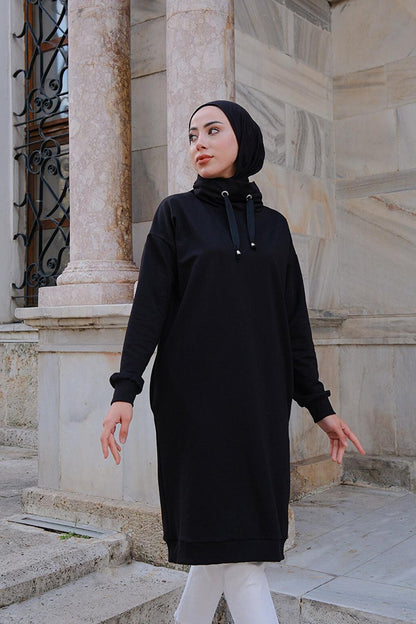 Turtleneck Long Tunic Black