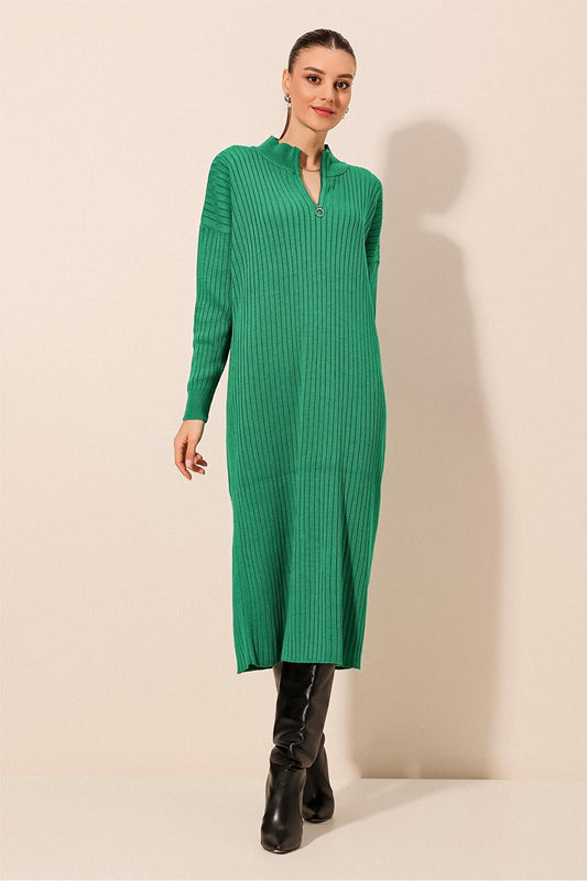 15839 Full-length Knitwear Dress - Green