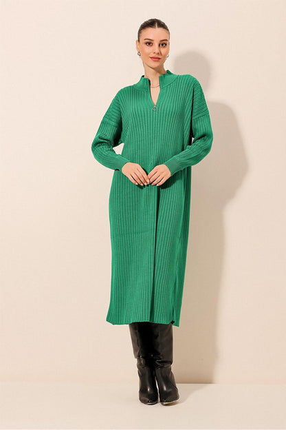 15839 Full-length Knitwear Dress - Green