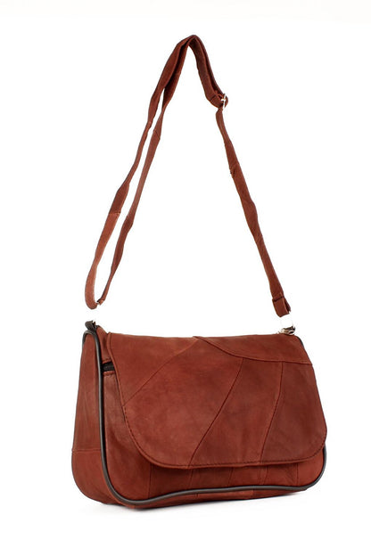 Women's Genuine Leather Multi-Pocket Medium Size Messenger Bag (1596)