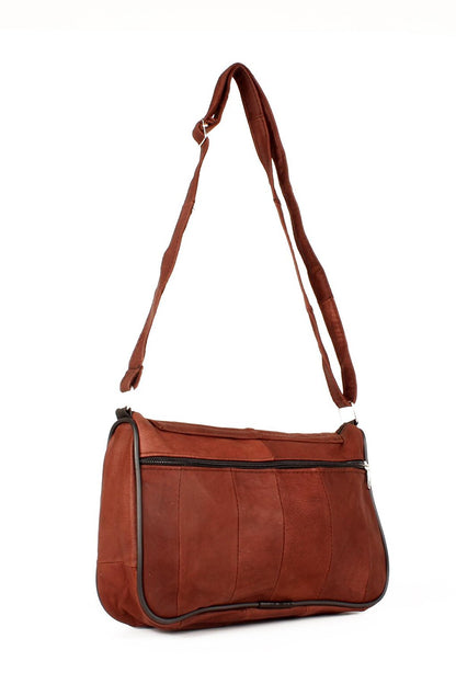 Women's Genuine Leather Multi-Pocket Medium Size Messenger Bag (1596)