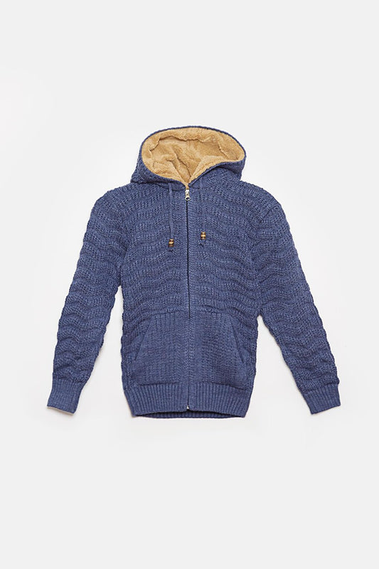 Fur Detailed Knitwear Boys Cardigan