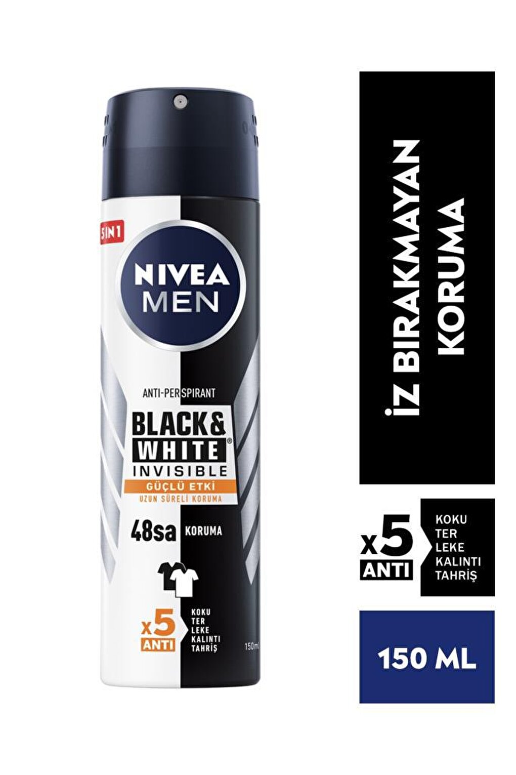 Men's Spray Deodorant Black&amp;White Invisible Strong Effect 48 Hours Anti-Perspirant Protection 150 ml