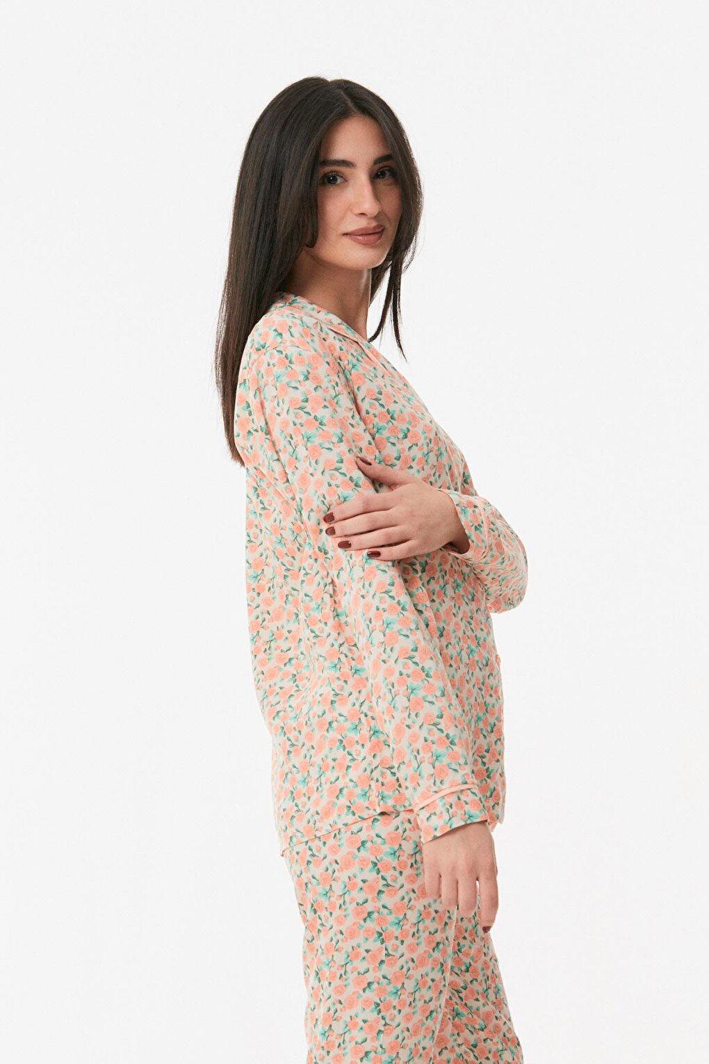 Floral Printed Buttoned Pajama Set