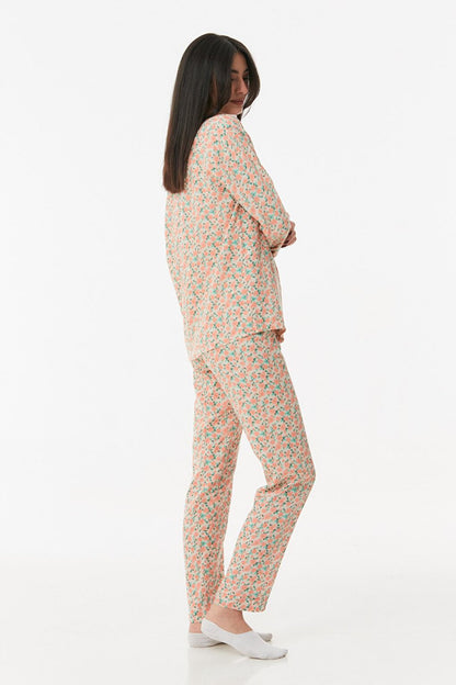 Floral Printed Buttoned Pajama Set