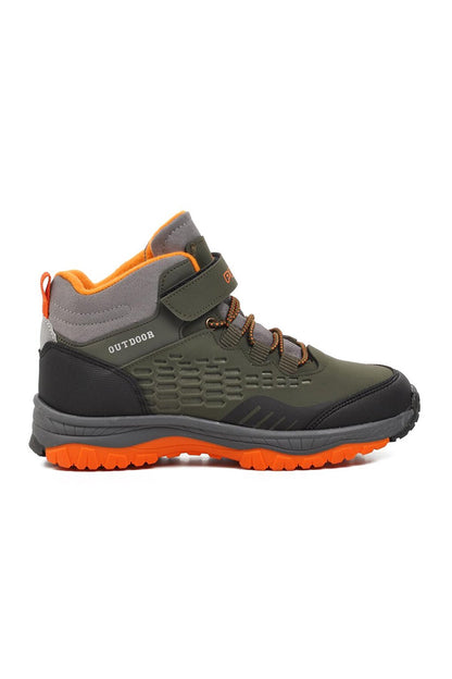 1391-F Khaki-Orange Children's Outdoor Boots with Fleece Inside