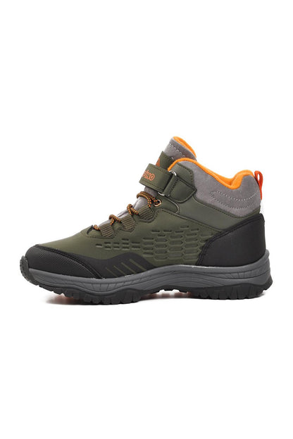 1391-F Khaki-Orange Children's Outdoor Boots with Fleece Inside