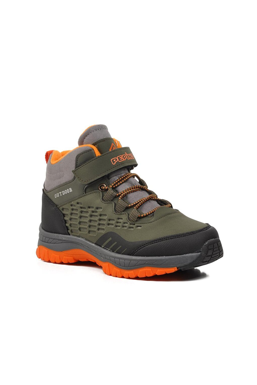 1391-F Khaki-Orange Children's Outdoor Boots with Fleece Inside