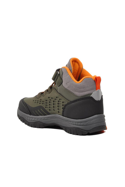 1391-F Khaki-Orange Children's Outdoor Boots with Fleece Inside