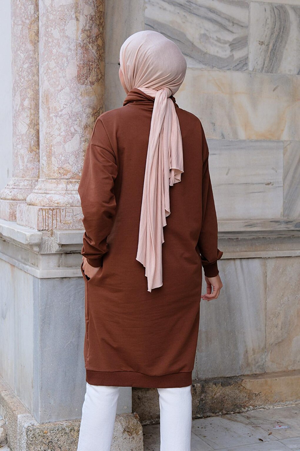 Turtleneck Long Tunic Brown