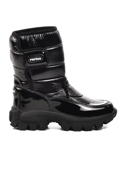 1377-F Black Patent Leather Children's Snow Boots