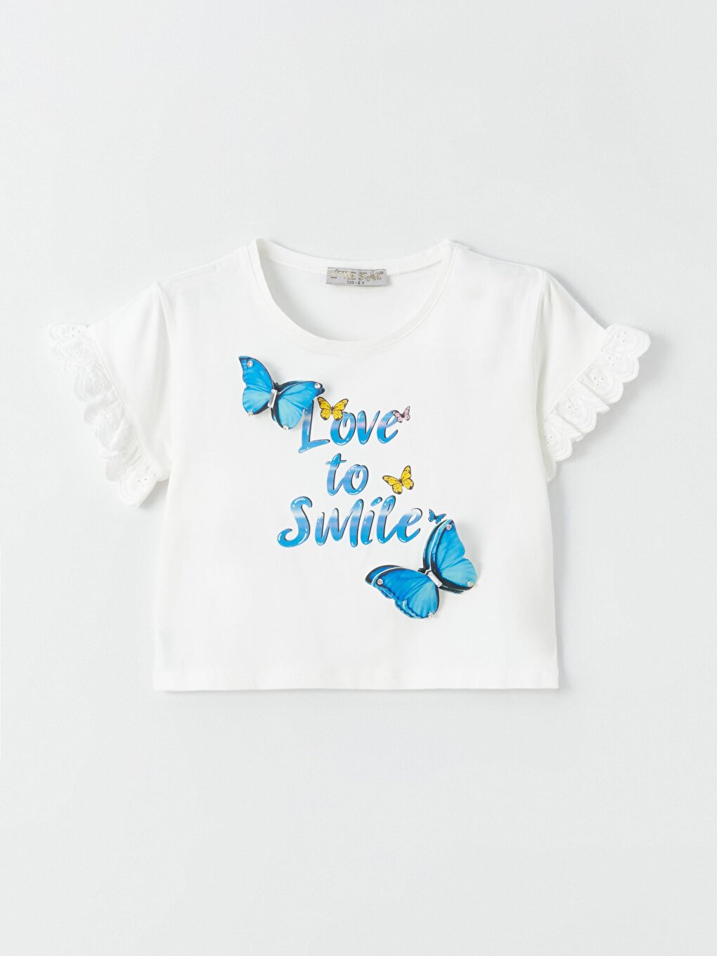 Girl's Love To Smile Butterfly Detailed T-Shirt