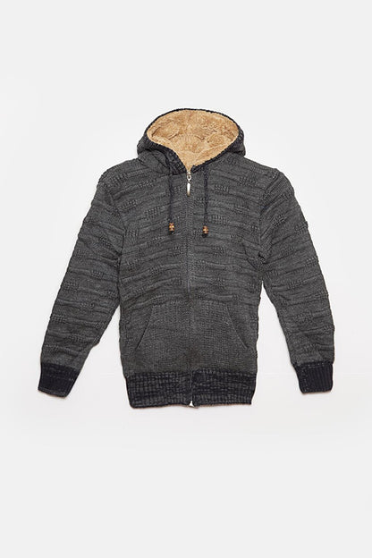 Fur Detailed Knitwear Boys Cardigan