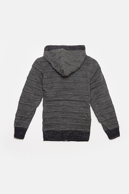 Fur Detailed Knitwear Boys Cardigan