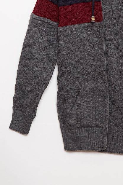 Fur Detailed Knitwear Boys Cardigan