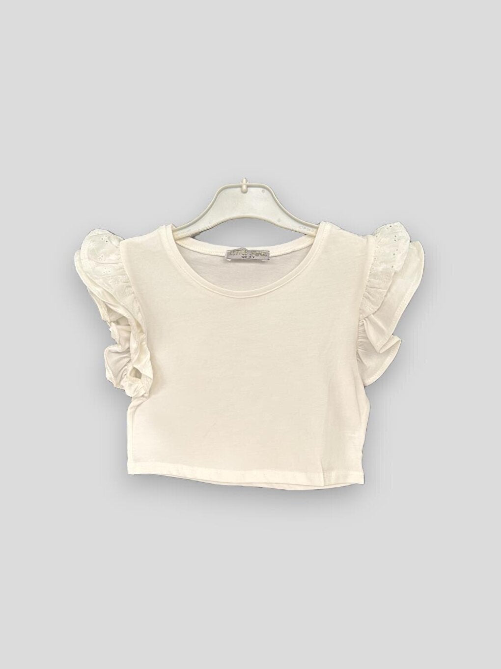 Girl's Lace, Ruffled Sleeve Detailed T-Shirt