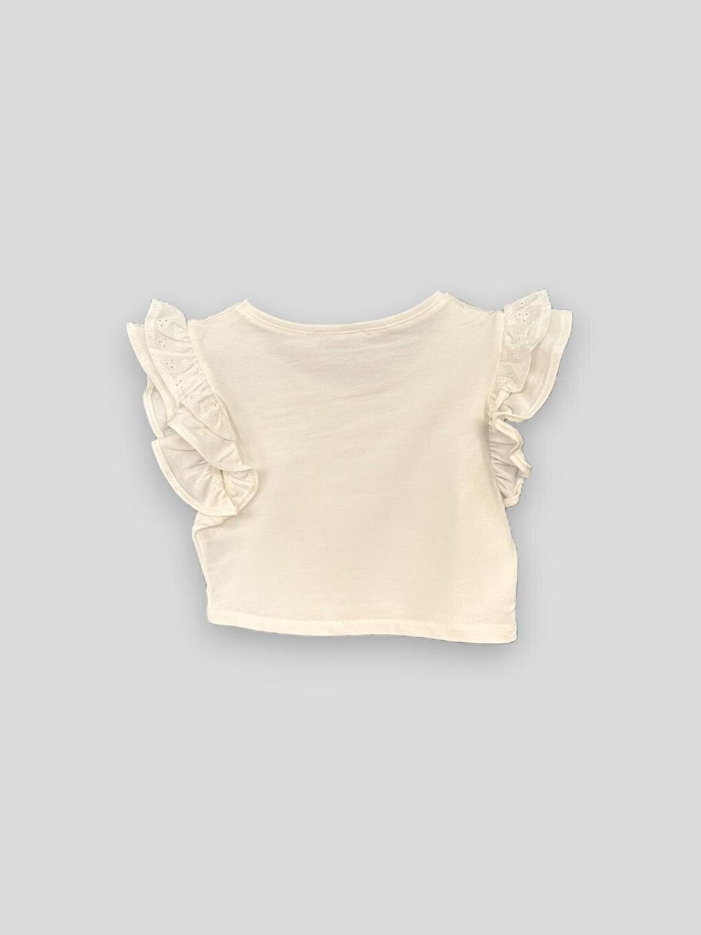 Girl's Lace, Ruffled Sleeve Detailed T-Shirt